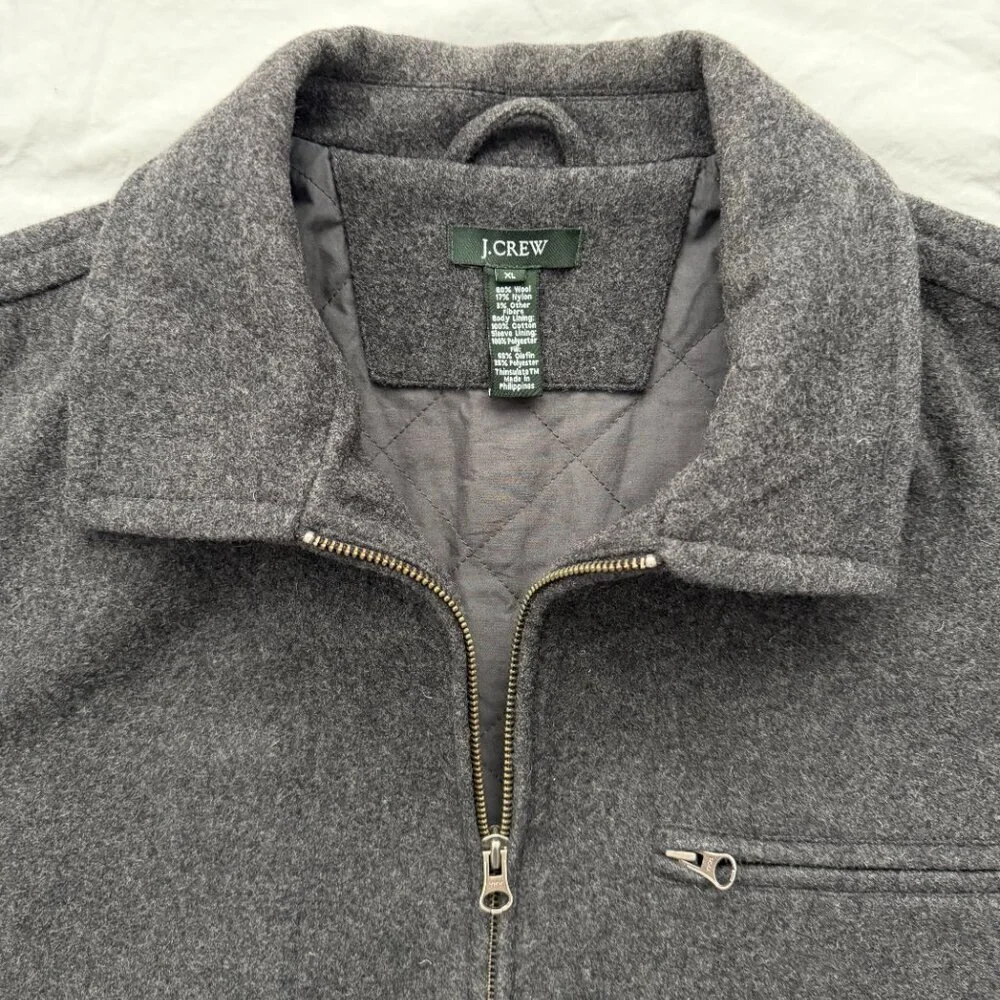 J CREW City Jacket Wool Blend Charcoal Night Gray XL